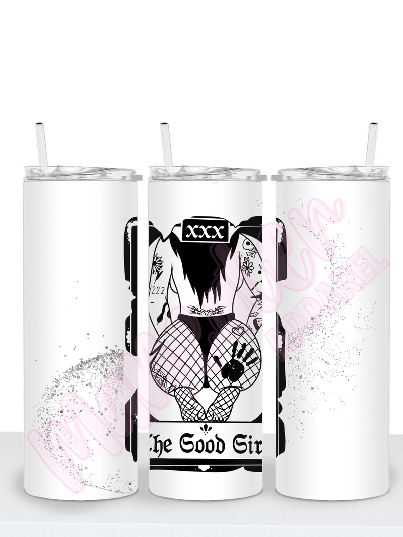 the good girl apocalypsebrute x maneater apparel glitter skinny tumbler cup